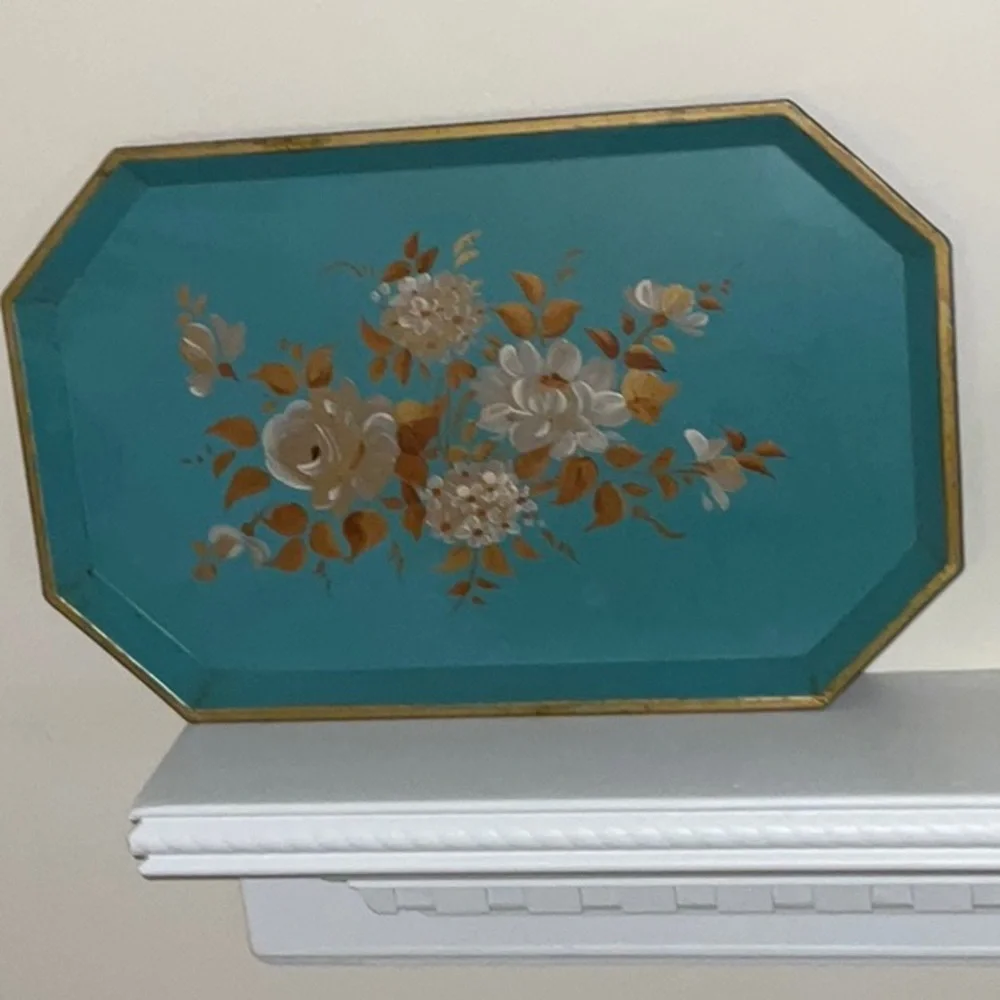 Nashco Products New York Toleware Signed Hand Painted Tray Vintage Mid Century - Picture 3 of 16